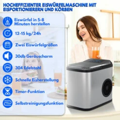 Machine à Glaçons LCD 2.2L Inox 120W-150W 9 Glaçons En 8 Minutes -Petit Électroménager 56393903 4