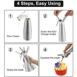 Randaco Distributeur De Crème Whipper Siphon à Chantilly Professionnel Aluminium 500ml En Acier Inoxydable Siphons Pour Mousses Et Crèmes -Petit Électroménager 56394248 3