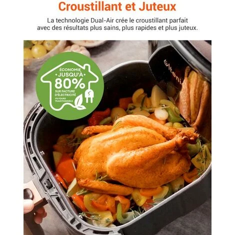 ULTENIC K10 - Friteuse à Air Sans Huile - 5L - 1500W - 11 Programmes - Minuterie Thermostat - Écran Tactile - Livre De Recettes Inclus 4 ULTENIC K10 - Friteuse à Air Sans Huile - 5L - 1500W - 11 Programmes - Minuterie Thermostat - Écran Tactile - Livre De Recettes Inclus – Image 2