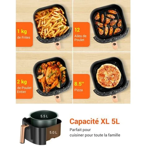 ULTENIC K10 - Friteuse à Air Sans Huile - 5L - 1500W - 11 Programmes - Minuterie Thermostat - Écran Tactile - Livre De Recettes Inclus 5 ULTENIC K10 - Friteuse à Air Sans Huile - 5L - 1500W - 11 Programmes - Minuterie Thermostat - Écran Tactile - Livre De Recettes Inclus – Image 3