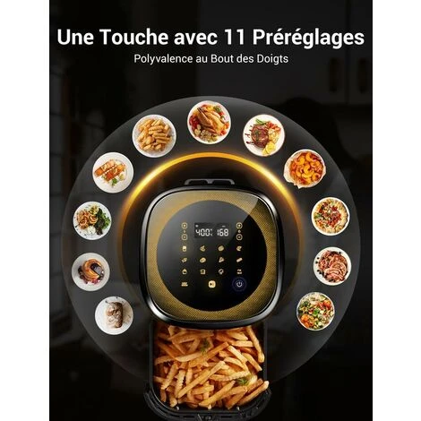 ULTENIC K10 - Friteuse à Air Sans Huile - 5L - 1500W - 11 Programmes - Minuterie Thermostat - Écran Tactile - Livre De Recettes Inclus 6 ULTENIC K10 - Friteuse à Air Sans Huile - 5L - 1500W - 11 Programmes - Minuterie Thermostat - Écran Tactile - Livre De Recettes Inclus – Image 4