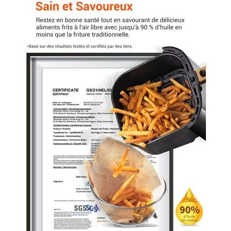 ULTENIC K10 - Friteuse à Air Sans Huile - 5L - 1500W - 11 Programmes - Minuterie Thermostat - Écran Tactile - Livre De Recettes Inclus 7 ULTENIC K10 - Friteuse à Air Sans Huile - 5L - 1500W - 11 Programmes - Minuterie Thermostat - Écran Tactile - Livre De Recettes Inclus – Image 5