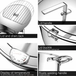 LTS FAFA Friteuse Avec Thermomètre Pot à Frire En Acier Inoxydable 304 Marmite Non Revêtue Avec Couvercle Déviation De Bec De Crémaillère D'huile Parfait La Famille Friture De Tempura,frites Et Pépite 9 LTS FAFA Friteuse Avec Thermomètre Pot à Frire En Acier Inoxydable 304 Marmite Non Revêtue Avec Couvercle Déviation De Bec De Crémaillère D'huile Parfait La Famille Friture De Tempura,frites Et Pépite -Petit Électroménager 58824537 3