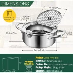 LTS FAFA Friteuse Avec Thermomètre Pot à Frire En Acier Inoxydable 304 Marmite Non Revêtue Avec Couvercle Déviation De Bec De Crémaillère D'huile Parfait La Famille Friture De Tempura,frites Et Pépite 10 LTS FAFA Friteuse Avec Thermomètre Pot à Frire En Acier Inoxydable 304 Marmite Non Revêtue Avec Couvercle Déviation De Bec De Crémaillère D'huile Parfait La Famille Friture De Tempura,frites Et Pépite -Petit Électroménager 58824537 4