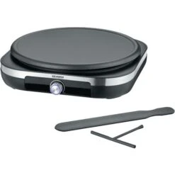 Severin CM 2199 Crêpière Revêtement Anti-adhésif, Réglage De La Température En Continu Noir, Acier Inoxydable S575212