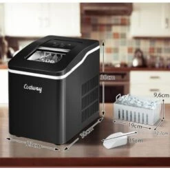 RELAX4LIFE Machine à Glaçons Automatique 12KG /24H Avec Auto-Nettoyage, Affichage-LCD, Machine à Glaçons De Comptoir Portable 9 Glaçons Par 8 Min Avec Réservoir 1,6L Pour Bar, Bureau, Maison (Noir) -Petit Électroménager 60464525 5