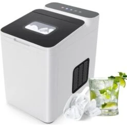 RELAX4LIFE Machine à Glaçons 15kg En 24H Auto-Nettoyage, Machine à Glaçons De Comptoir 9 Glaçons En 8 Min Ice Maker Pour Bar, Bureau, Maison, Taille Compacte 32x23x32,5cm (Blanc)