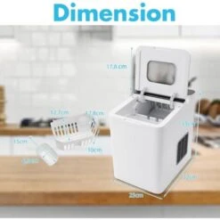 RELAX4LIFE Machine à Glaçons 15kg En 24H Auto-Nettoyage, Machine à Glaçons De Comptoir 9 Glaçons En 8 Min Ice Maker Pour Bar, Bureau, Maison, Taille Compacte 32x23x32,5cm (Blanc) -Petit Électroménager 60464529 3