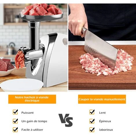 RELAX4LIFE Hachoir à Viandes Électrique 1200W, 3 Grilles, 1 Adaptateurs à Kebbés, 1 Adaptateur à Saucisse 6 RELAX4LIFE Hachoir à Viandes Électrique 1200W, 3 Grilles, 1 Adaptateurs à Kebbés, 1 Adaptateur à Saucisse – Image 4