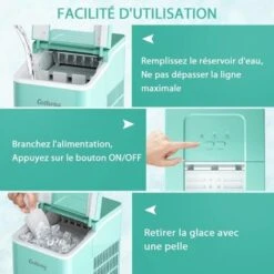 RELAX4LIFE Machine à Glaçons Automatique 12KG /24H Avec Fonction De Auto-Nettoyage, Affichage-LCD, Machine à Glaçons Portable 9 Glaçons Par 8 Min Avec Réservoir 1,6L Pour Bar, Bureau, Maison (Vert) 10 RELAX4LIFE Machine à Glaçons Automatique 12KG /24H Avec Fonction De Auto-Nettoyage, Affichage-LCD, Machine à Glaçons Portable 9 Glaçons Par 8 Min Avec Réservoir 1,6L Pour Bar, Bureau, Maison (Vert) -Petit Électroménager 60464891 4