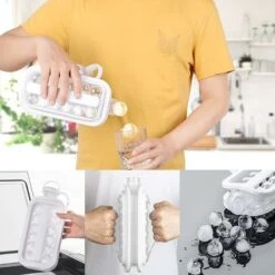 Machine à Glaçons Sans BPA 2 En 1 Portable Ice Ball Maker Plateaux à Glaçons Sanitaires Pour Congélateur-Ice Maker Moule Fait 17 Glaçons Ronds (Blanc) -Petit Électroménager 61201186 3