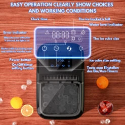 EINFEBEN Machine à Glaçons LCD 2.2L Machine à Glaçons Machine à Glaçons En Acier Inoxydable Machine à Glaçons -Petit Électroménager 63580899 4
