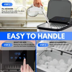 EINFEBEN Machine à Glaçons 15 Kg, Machine à Glaçons 3 Tailles 2,2 L, Machine à Glaçons 9 Glaçons En 6 Minutes, Machine à Glaçons Sans BPA Ou PFOA, Autonettoyante, Acier Inoxydable 150W -Petit Électroménager 63582309 5