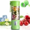 Portable Mixeur Des Fruits Rechargeable USB,Mini Blender Pour Smoothie, Milk-shake,Jus De Fruits,Blender Portable 350-420ml 6 Lames Pour Sport Et Voyage,Sans BPA,Noël Cadeaux Femme Homme (Vert)