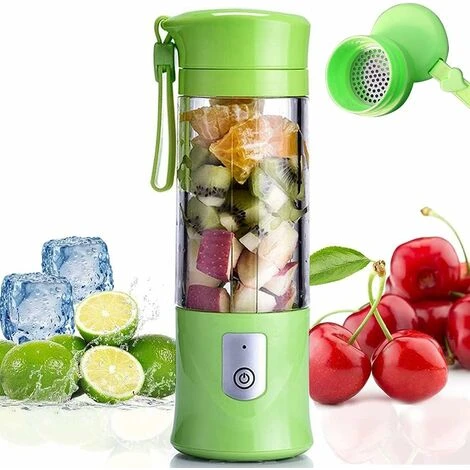 Portable Mixeur Des Fruits Rechargeable USB,Mini Blender Pour Smoothie, Milk-shake,Jus De Fruits,Blender Portable 350-420ml 6 Lames Pour Sport Et Voyage,Sans BPA,Noël Cadeaux Femme Homme (Vert) 3 Portable Mixeur Des Fruits Rechargeable USB,Mini Blender Pour Smoothie, Milk-shake,Jus De Fruits,Blender Portable 350-420ml 6 Lames Pour Sport Et Voyage,Sans BPA,Noël Cadeaux Femme Homme (Vert)