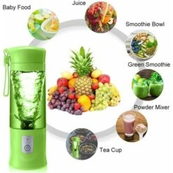 Portable Mixeur Des Fruits Rechargeable USB,Mini Blender Pour Smoothie, Milk-shake,Jus De Fruits,Blender Portable 350-420ml 6 Lames Pour Sport Et Voyage,Sans BPA,Noël Cadeaux Femme Homme (Vert) 9 Portable Mixeur Des Fruits Rechargeable USB,Mini Blender Pour Smoothie, Milk-shake,Jus De Fruits,Blender Portable 350-420ml 6 Lames Pour Sport Et Voyage,Sans BPA,Noël Cadeaux Femme Homme (Vert) -Petit Électroménager 63894836 3