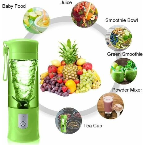 Portable Mixeur Des Fruits Rechargeable USB,Mini Blender Pour Smoothie, Milk-shake,Jus De Fruits,Blender Portable 350-420ml 6 Lames Pour Sport Et Voyage,Sans BPA,Noël Cadeaux Femme Homme (Vert) 5 Portable Mixeur Des Fruits Rechargeable USB,Mini Blender Pour Smoothie, Milk-shake,Jus De Fruits,Blender Portable 350-420ml 6 Lames Pour Sport Et Voyage,Sans BPA,Noël Cadeaux Femme Homme (Vert) – Image 3