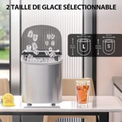 RELAX4LIFE Machine à Glaçons Autonettoyante 12 KG En 24 H, 2 Tailles De Glaçons, 9 Glaçons En 6-13 Mins Par Cycle, 2.2 L Réservoir D’Eau Pour Bureau Cuisine Bar, Rouge/Argent (Argent) -Petit Électroménager 64129642 3