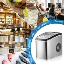 RELAX4LIFE Machine à Glaçons Autonettoyante 12 KG En 24 H, 2 Tailles De Glaçons, 9 Glaçons En 6-13 Mins Par Cycle, 2.2 L Réservoir D’Eau Pour Bureau Cuisine Bar, Rouge/Argent (Argent) -Petit Électroménager 64129642 5