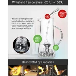 Pichet En Verre, Pichet En Verre De 1500 Ml Avec Couvercle De Filtre -Petit Électroménager 64197203 5