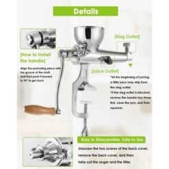 Extracteur De Jus Manuel D'Herbe De Blé, Presse-Agrumes Acier Inoxydable Pour Fruits Et Légumes, Ventouse Sous Vide & 5cm Pince De Table, Pour Céleri, Gingembre, Persil, Grenade, Raisins -Petit Électroménager 64873385 4