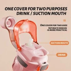 Bouteille D'eau De Sport étanche 1 Pièce, Bouteille D'eau Pour Enfants Sans BPA, Gourde De 700 Ml Avec Paille, Parfaite Pour Le Bureau De L'école De Voyage De Sport - Rose -Petit Électroménager 65392763 3