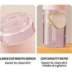 Bouteille D'eau De Sport étanche 1 Pièce, Bouteille D'eau Pour Enfants Sans BPA, Gourde De 700 Ml Avec Paille, Parfaite Pour Le Bureau De L'école De Voyage De Sport - Rose -Petit Électroménager 65392763 4