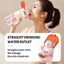 Bouteille D'eau De Sport étanche 1 Pièce, Bouteille D'eau Pour Enfants Sans BPA, Gourde De 700 Ml Avec Paille, Parfaite Pour Le Bureau De L'école De Voyage De Sport - Rose -Petit Électroménager 65392763 5