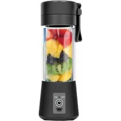 Mélangeur Personnel, Mélangeurs Portables Gobelet Mélangeur De Fruits électrique Mélangeur De Jus Rechargeable Par USB, 6 Lames 3D Pour Un Superbe Mélange, 380 Ml Noir -Petit Électroménager 65504893 4