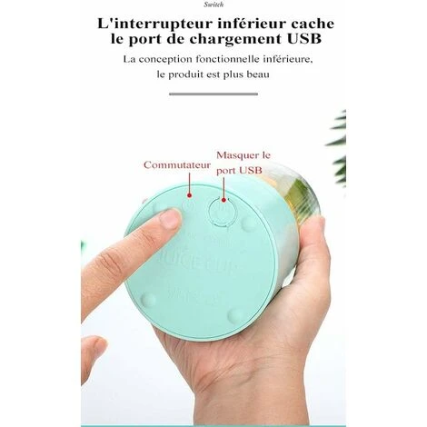 Blender Portable, Presse-agrumes Avec 450 Ml 6 Lames Sans BPA Pour Le Sport Et Les Voyages, Mini Blender Blender Pour Smoothie Et Milkshake, Cadeau De Noël Femme Homme (blanc) 7 Blender Portable, Presse-agrumes Avec 450 Ml 6 Lames Sans BPA Pour Le Sport Et Les Voyages, Mini Blender Blender Pour Smoothie Et Milkshake, Cadeau De Noël Femme Homme (blanc) – Image 5