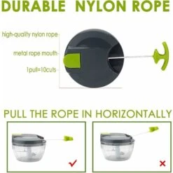 Hachoir Et Robots Manuels Multifonctions Avec Poignée Et Couvercle, Hachoir à Légumes, Presse-ail, Convient, Merveilleux Pour La Cuisine (vert) -Petit Électroménager 65506665 4