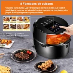 Friteuse à Air Chaud 8L, Friteuse Sans Huile Avec Fenêtre Visible, Écran Tactile, Fonction De Décongélation/réservation 24h/Recettes -Petit Électroménager 65747099 3