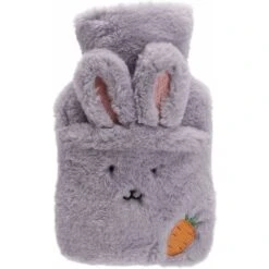Thermos Mignon Peluche Double Poignée Thermos Cap Veste Main Eau Amovible Lavable Peluche Carotte Gris-BDD