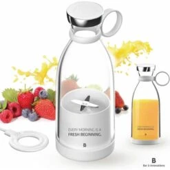 Gourde Blender Portable Sans Fil 380 Ml Pour Smoothies Et Milk Shake Avec Chargeur à Induction Sans BPA (Blanc) -Petit Électroménager 66349999 5