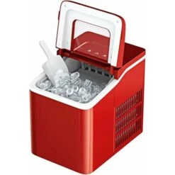 GOPLUS Machine A Glacons 12KG En 24H Avec Reservoir D'Eau 1,5L, 9 Glacons En 8 Min, Auto-Nettoyage, Affichage-LCD, Panier Amovible Et Pelle Inclus, Pour Bar, Bureau, Maison (Rouge)