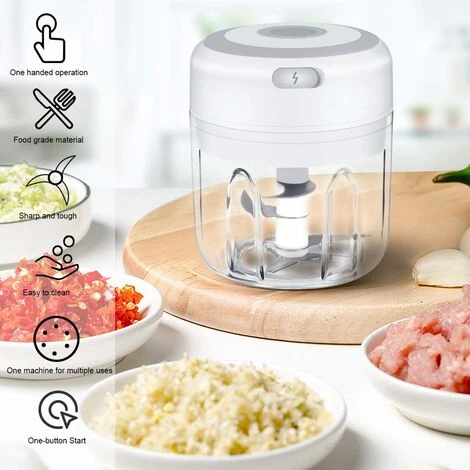 Mini Hachoir à Ail électrique, Hachoir à Nourriture, Mini Robots Culinaires, Mélangeur De Nourriture De Cuisine Portable Sans Fil Avec Chargement USB, Presse-ail Puissant Et Facile à Nettoyer (250 Ml) 4 Mini Hachoir à Ail électrique, Hachoir à Nourriture, Mini Robots Culinaires, Mélangeur De Nourriture De Cuisine Portable Sans Fil Avec Chargement USB, Presse-ail Puissant Et Facile à Nettoyer (250 Ml) – Image 2