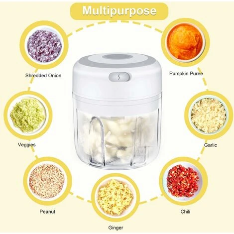 Mini Hachoir à Ail électrique, Hachoir à Nourriture, Mini Robots Culinaires, Mélangeur De Nourriture De Cuisine Portable Sans Fil Avec Chargement USB, Presse-ail Puissant Et Facile à Nettoyer (250 Ml) 5 Mini Hachoir à Ail électrique, Hachoir à Nourriture, Mini Robots Culinaires, Mélangeur De Nourriture De Cuisine Portable Sans Fil Avec Chargement USB, Presse-ail Puissant Et Facile à Nettoyer (250 Ml) – Image 3