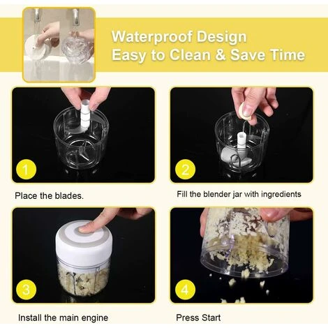 Mini Hachoir à Ail électrique, Hachoir à Nourriture, Mini Robots Culinaires, Mélangeur De Nourriture De Cuisine Portable Sans Fil Avec Chargement USB, Presse-ail Puissant Et Facile à Nettoyer (250 Ml) 6 Mini Hachoir à Ail électrique, Hachoir à Nourriture, Mini Robots Culinaires, Mélangeur De Nourriture De Cuisine Portable Sans Fil Avec Chargement USB, Presse-ail Puissant Et Facile à Nettoyer (250 Ml) – Image 4