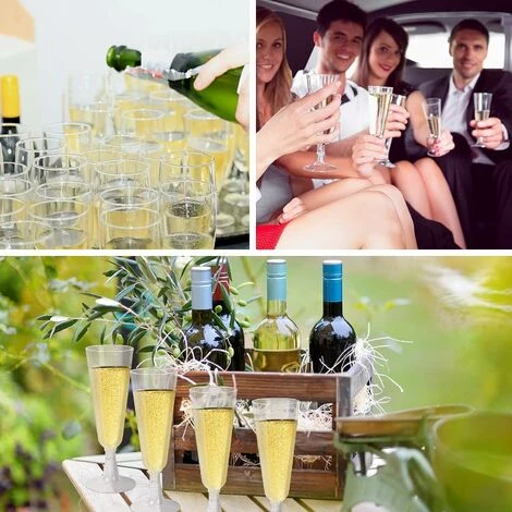 48 Pcs Jeu De Verres à Champagne, Flûtes à Vin En Plastique, Réutilisables Et Incassables, Gobelets Empilables, Parfaits Pour Les Fêtes, Mariages Et Anniversaires - 150ml 7 48 Pcs Jeu De Verres à Champagne, Flûtes à Vin En Plastique, Réutilisables Et Incassables, Gobelets Empilables, Parfaits Pour Les Fêtes, Mariages Et Anniversaires - 150ml – Image 5