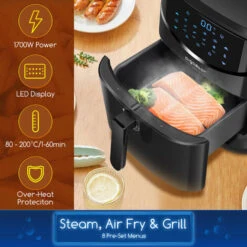 Aigostar Melodia - Friteuse à Air + Cuiseur Vapeur 2 En 1. Capacité 7L, 1700W. Écran Tactile LED, 8 Menus Préprogrammés + Mode Manuel. Fonctions Pompage Et Détartrage. Sans BPA. Livre De Recettes. -Petit Électroménager 69442281 3