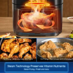 Aigostar Melodia - Friteuse à Air + Cuiseur Vapeur 2 En 1. Capacité 7L, 1700W. Écran Tactile LED, 8 Menus Préprogrammés + Mode Manuel. Fonctions Pompage Et Détartrage. Sans BPA. Livre De Recettes. -Petit Électroménager 69442281 4