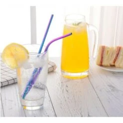 Déstockage 304 Pailles En Acier Inoxydable Réutilisables, 12 Pailles En Métal Dans Un Ensemble, Avec 2 Brosses De Nettoyage, Respectueuses De L'environnement, Non Toxiques, Lavables, Idéales Pour Smo -Petit Électroménager 69536185 2