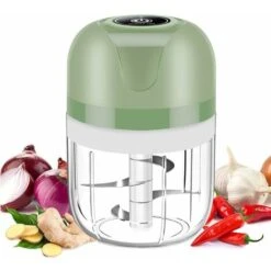 Hachoir à Viande Electrique，Mini Hachoir électrique, 250 Ml, Hachoir De Cuisine électrique Avec Chargeur USB, Hachoir à Oignons Avec 3 Lames Lefou