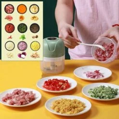 Hachoir à Viande Electrique，Mini Hachoir électrique, 250 Ml, Hachoir De Cuisine électrique Avec Chargeur USB, Hachoir à Oignons Avec 3 Lames Lefou -Petit Électroménager 69550763 5