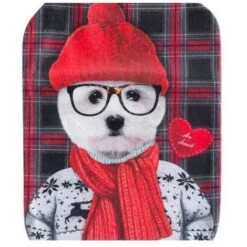 Housse Bouillotte Polaire 21x34 Cm Tout Doux Chien Hipster -Petit Électroménager 70446903 3