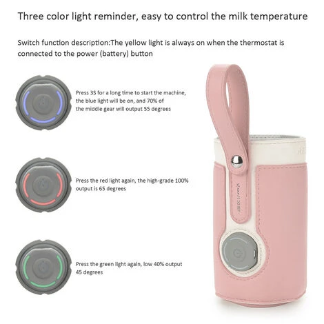 Chauffe-biberon Portable 3 Niveaux De Réchauffement à Température Constante Pour L'allaitement De Nuit, Utilisation Quotidienne, Voyage (gris) 6 Chauffe-biberon Portable 3 Niveaux De Réchauffement à Température Constante Pour L'allaitement De Nuit, Utilisation Quotidienne, Voyage (gris) – Image 4