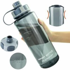 Gourde 1,5L Bouteille D'eau De Sport, Réutilisable Plastique Bouteilles Avec Filtre, Grande Taille Anti-fuites Gourde Pour La Randonnée, L'école, En Plein Air, Cyclisme