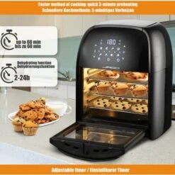 Jago® XXXL 8in1 Friteuse Sans Huile 12L + 10 Accessoires - 1800 W, 8 Programmes, Écran Tactile LED, Déshydrateur, Minuterie, Acier Inoxydable - à Air Chaud, Friteuse Électrique, Air Fryer 9 Jago® XXXL 8in1 Friteuse Sans Huile 12L + 10 Accessoires - 1800 W, 8 Programmes, Écran Tactile LED, Déshydrateur, Minuterie, Acier Inoxydable - à Air Chaud, Friteuse Électrique, Air Fryer -Petit Électroménager 74550012 3