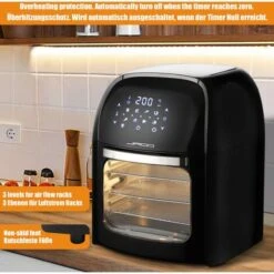 Jago® XXXL 8in1 Friteuse Sans Huile 12L + 10 Accessoires - 1800 W, 8 Programmes, Écran Tactile LED, Déshydrateur, Minuterie, Acier Inoxydable - à Air Chaud, Friteuse Électrique, Air Fryer 10 Jago® XXXL 8in1 Friteuse Sans Huile 12L + 10 Accessoires - 1800 W, 8 Programmes, Écran Tactile LED, Déshydrateur, Minuterie, Acier Inoxydable - à Air Chaud, Friteuse Électrique, Air Fryer -Petit Électroménager 74550012 4