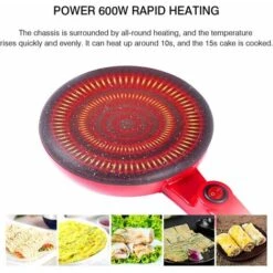 One Piece Crêpière Électrique De Qualité Alimentaire Antiadhésive Pizza Pancake Pan Cuisine Outil De Cuisson Crêpes Oeufs Bacon Avec Revêtement Antiadhésif (Rouge) BF -Petit Électroménager 75022780 2